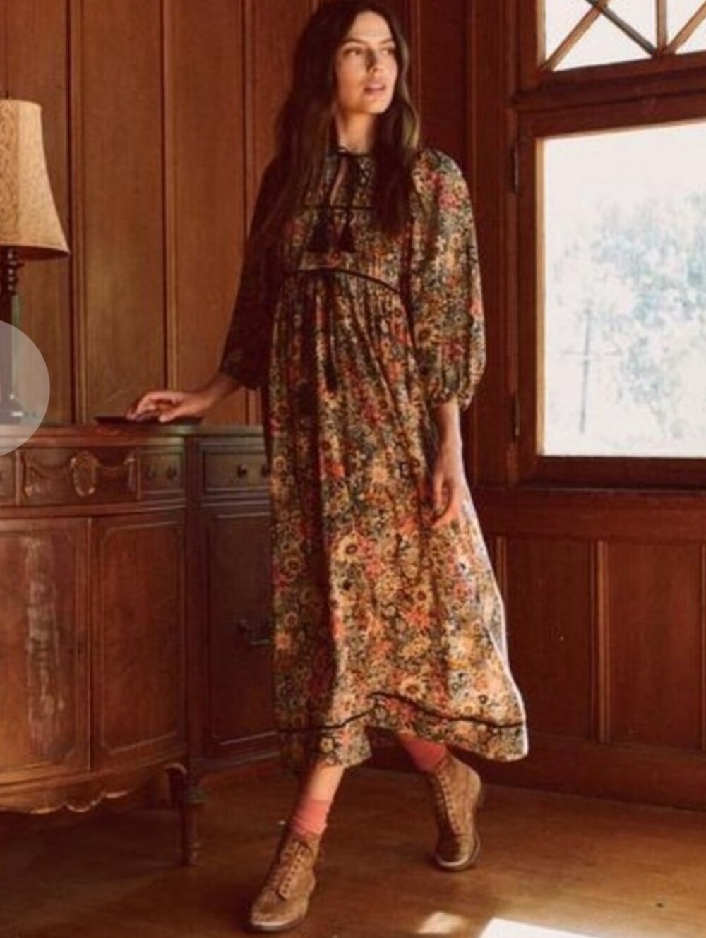 The Great Tassel Tie Blouson Dress – Heirloom Wildflower (Size 0)